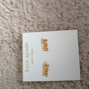 NWT Gold Kate Spade Mrs earrings